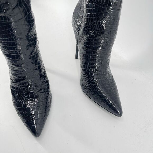 Steve Madden Harlow Black Croco Embossed Over The Knee High Heel Boots Size 8 - Picture 5 of 16